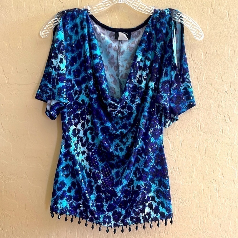 Msk Petite Cold Shoulder‎ Beaded Glamorous Top